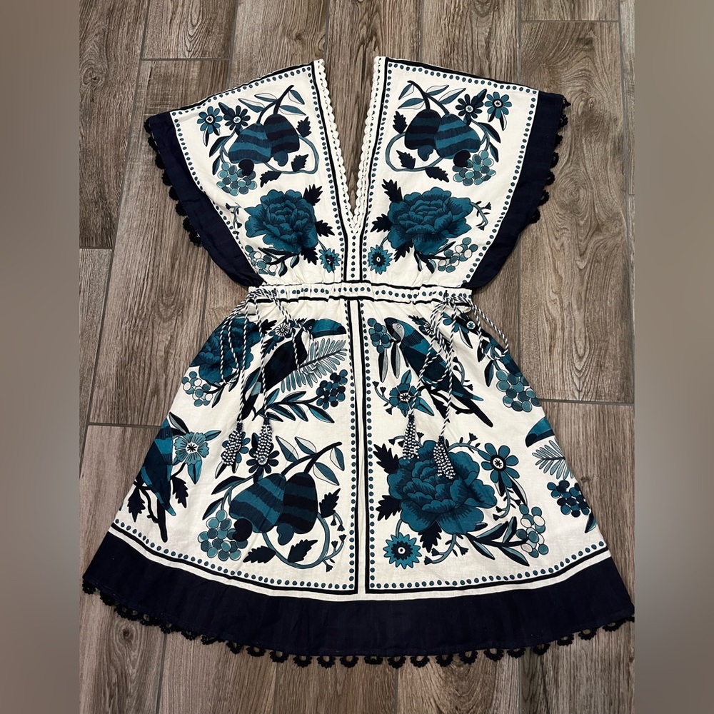 FARM Rio Blue and White Floral Mini Dress - Picture 3 of 16
